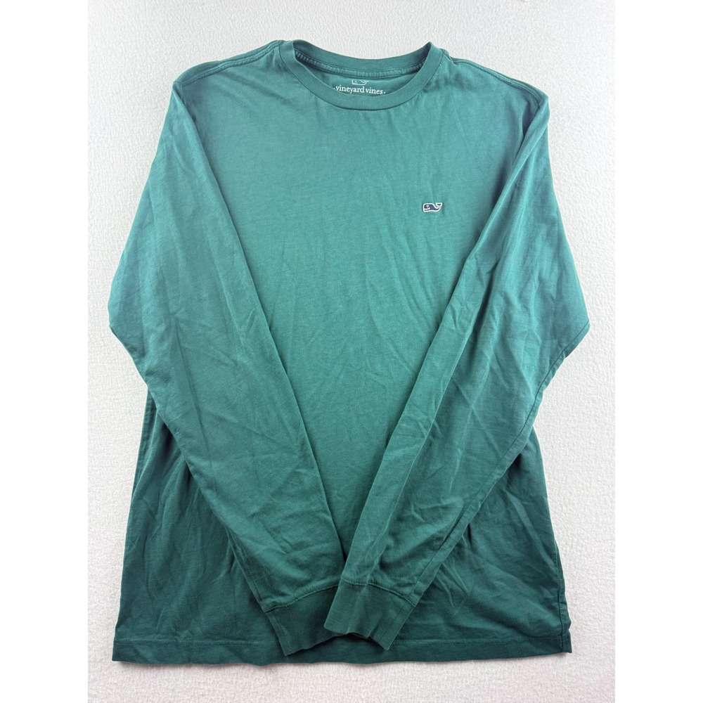 Vineyard Vines Womens XS Green Long Sleeve Cotton T-Shirt Whale Logo Crew Neck